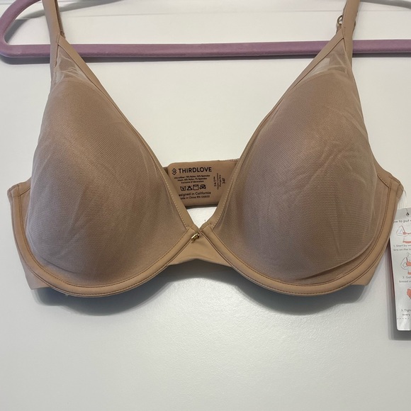 ThirdLove Bra 24/7 Classic Nude Mesh Overlay Bra 34F - Picture 3 of 7